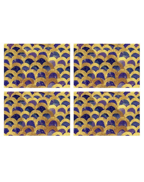 4 rechthoekige placemats deluxe 1 veelkleurig - 30x45 cm