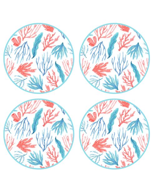 4 Sets de table ronds Mer des Caraïbes multicolores - D.40 cm