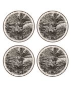 4 runde schwarz-weiße Santo Domingo Tischsets - D.40 cm