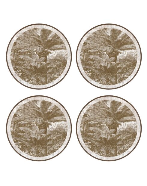 4 manteles individuales redondos en sepia de Santo Domingo - D.40 cm