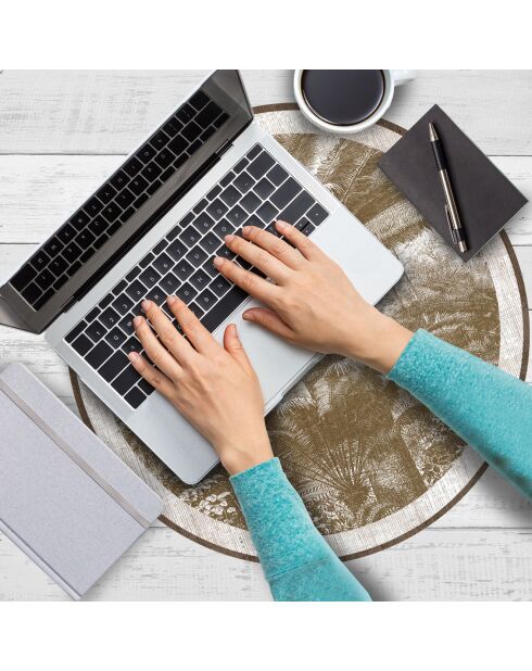 4 manteles individuales redondos en sepia de Santo Domingo - D.40 cm