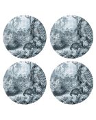 4 ronde blauwe placemats met luipaard - D.40 cm