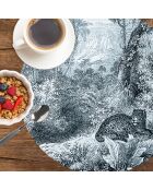 4 ronde blauwe placemats met luipaard - D.40 cm