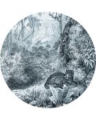 4 ronde blauwe placemats met luipaard - D.40 cm
