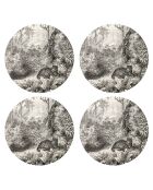 4 Sets de table ronds léopard sépia léopard multicolores - D.40 cm