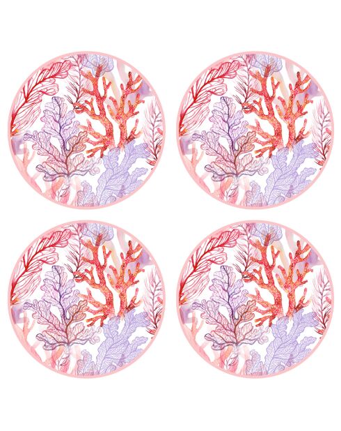 4 Sets de table ronds Mer Rouge multicolores - D.40 cm