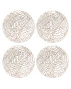 4 Sets de table ronds feuilles et lignes beiges - D.40 cm