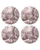 4 tovagliette rotonde leopardate rosse - D.40 cm