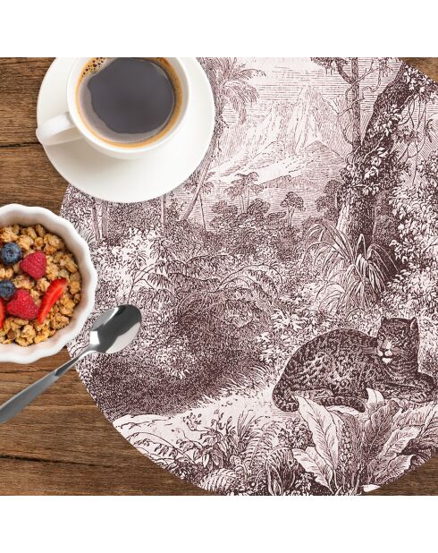 4 tovagliette rotonde leopardate rosse - D.40 cm