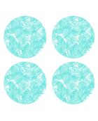 4 tovagliette rotonde con foglie turchesi - D.40 cm