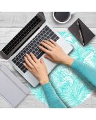 4 tovagliette rotonde con foglie turchesi - D.40 cm