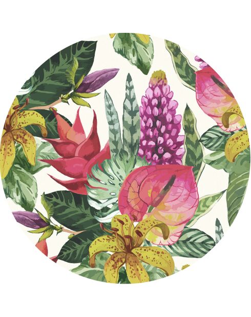 4 manteles individuales redondos multicolores para jardín tropical - D.40 cm