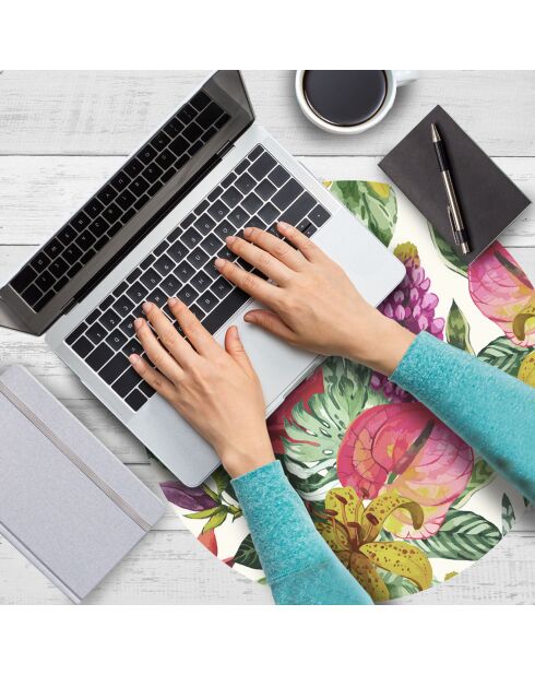 4 manteles individuales redondos multicolores para jardín tropical - D.40 cm