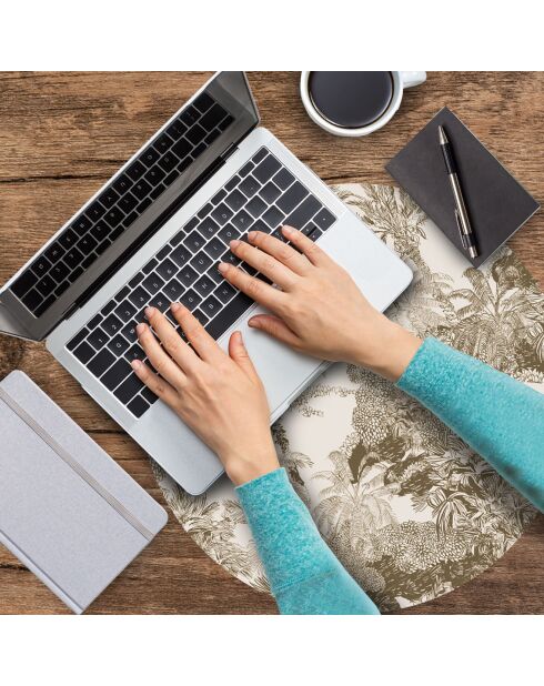 4 ronde placemats met sepiapalmprint - D.40 cm