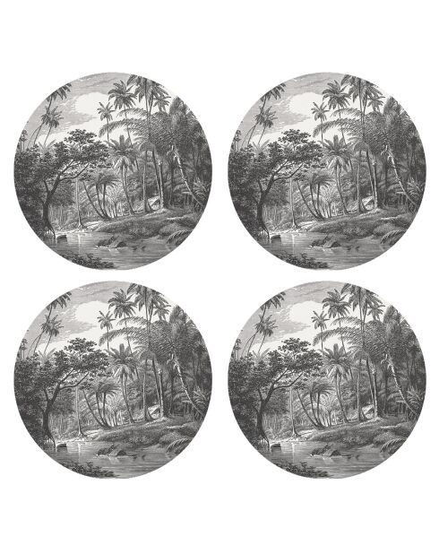 4 manteles individuales redondos multicolores para canoas puertorriqueñas - D.40 cm