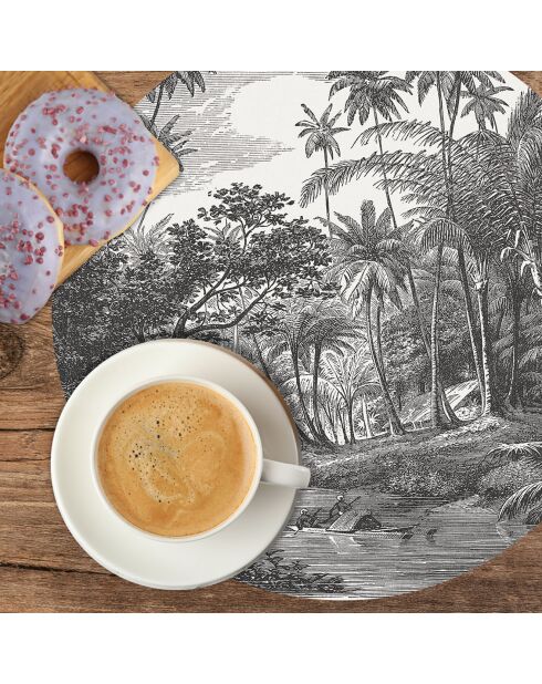 4 manteles individuales redondos multicolores para canoas puertorriqueñas - D.40 cm