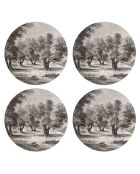 4 Sets de table ronds arbre champêtre noir/blanc - D.40 cm