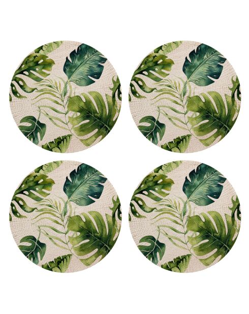 4 manteles individuales de cestería exótica redondos multicolores - D.40 cm