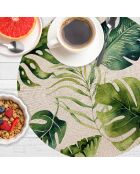 4 manteles individuales de cestería exótica redondos multicolores - D.40 cm