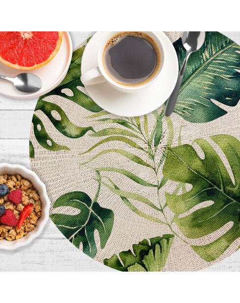 4 manteles individuales de cestería exótica redondos multicolores - D.40 cm