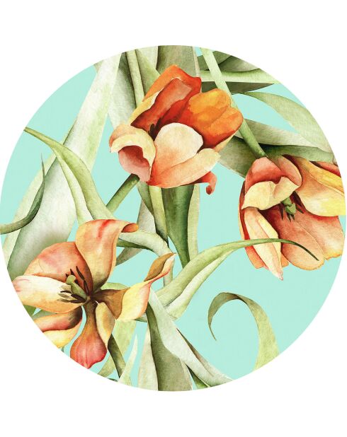 4 Sets de table Tulipes ronds multicolores - D.40 cm