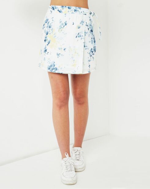 Jupe portefeuille Chipie fleurie blanc/bleu/jaune
