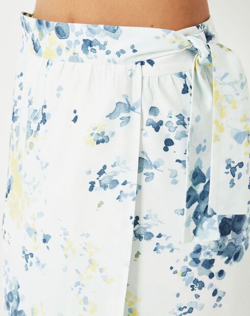 Jupe portefeuille Chipie fleurie blanc/bleu/jaune