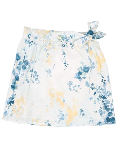 Jupe portefeuille Chipie fleurie blanc/bleu/jaune