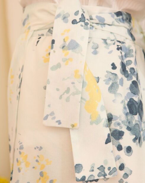 Jupe portefeuille Chipie fleurie blanc/bleu/jaune
