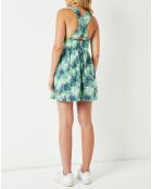 Robe Ebene imprimée bleu marine/vert