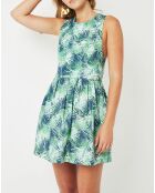 Robe Ebene imprimée bleu marine/vert