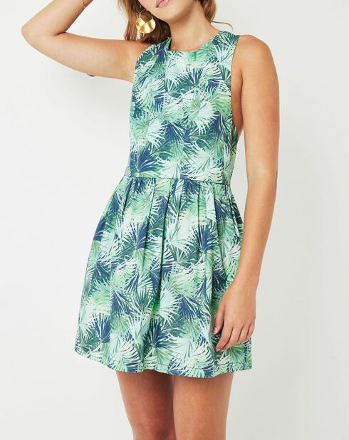 Robe Ebene imprimée bleu marine/vert
