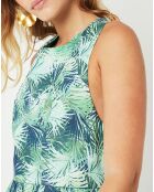 Robe Ebene imprimée bleu marine/vert