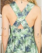 Robe Ebene imprimée bleu marine/vert