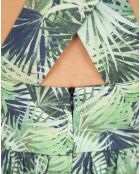 Robe Ebene imprimée bleu marine/vert