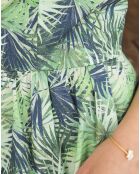 Robe Ebene imprimée bleu marine/vert