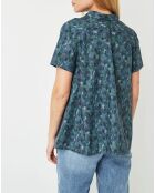 Chemise Elodie imprimée bleu marine/vert