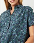 Chemise Elodie imprimée bleu marine/vert