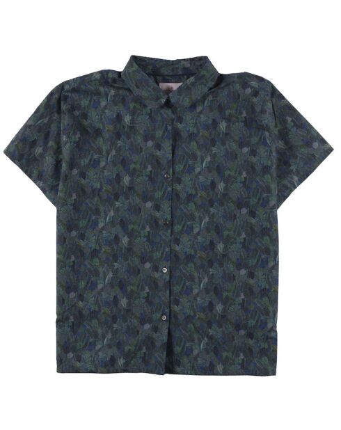 Chemise Elodie imprimée bleu marine/vert