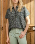 Chemise Elodie imprimée bleu marine/vert