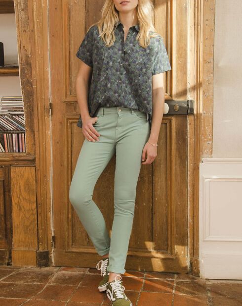 Elodie marineblauw/groen overhemd met print