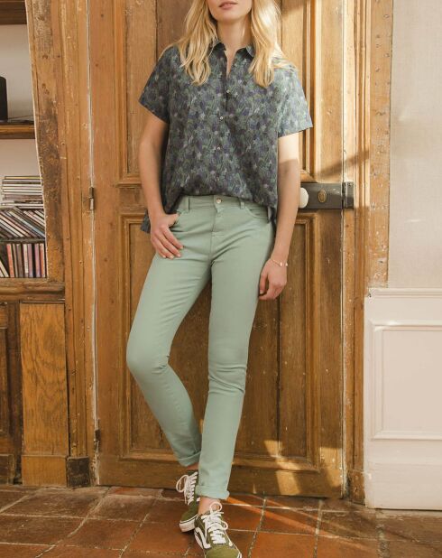 Chemise Elodie imprimée bleu marine/vert