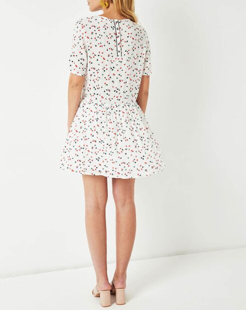 Robe Ema fleurie crème/bleu marine/rouge