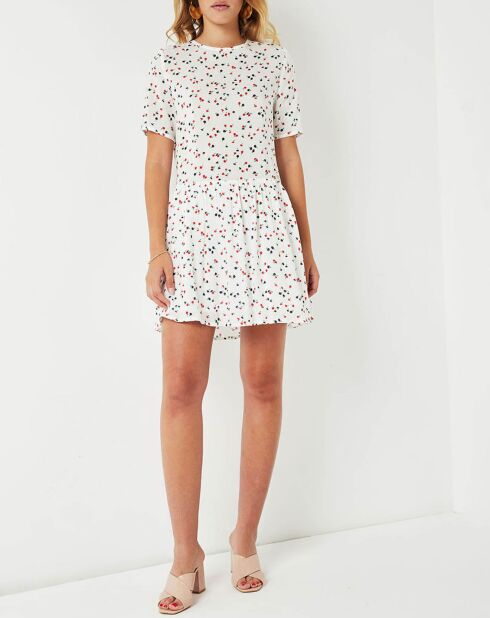 Robe Ema fleurie crème/bleu marine/rouge