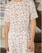 Robe Ema fleurie crème/bleu marine/rouge