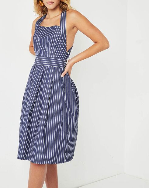 Robe Guimauve à rayures bleu marine/blanc