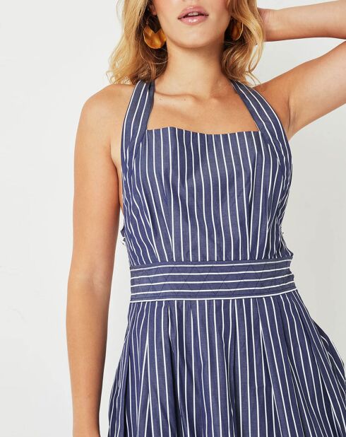 Robe Guimauve à rayures bleu marine/blanc