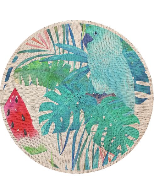 4 Sets de table Perroquet et pastèque multicolores - D.40 cm