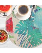4 Sets de table Perroquet et pastèque multicolores - D.40 cm
