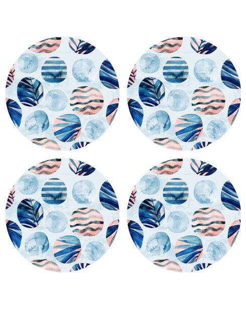 4 Sets de table ronds Océan Pacifique multicolores - D.40 cm